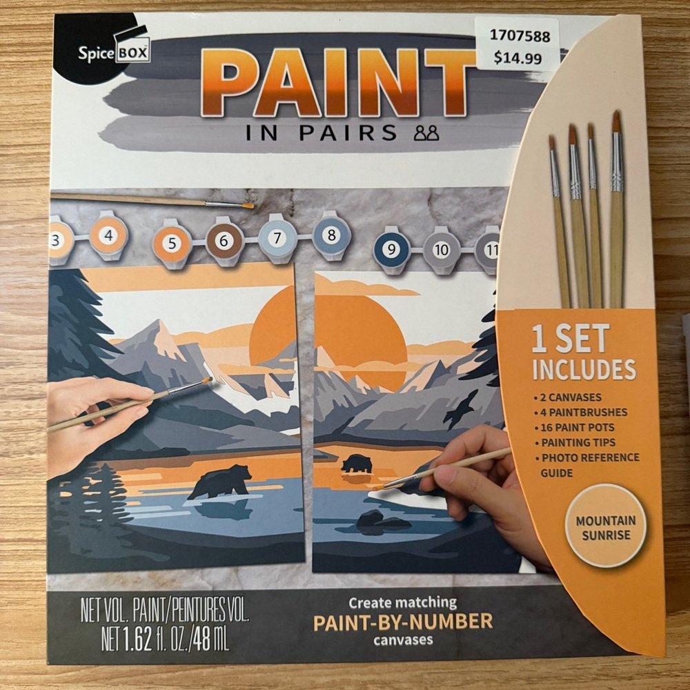 Paint in Pairs - Mountain Sunrise Paint-by-Number Set